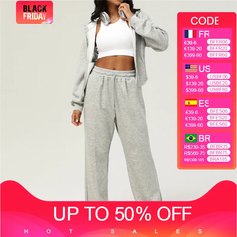 

Womens 2 Pieces Zip Up Fitness Suits Lounge Hoodie Sweatsuit Sets Oversized Sweatshirt Baggy Fall Fashion Sweatpants with Pocket