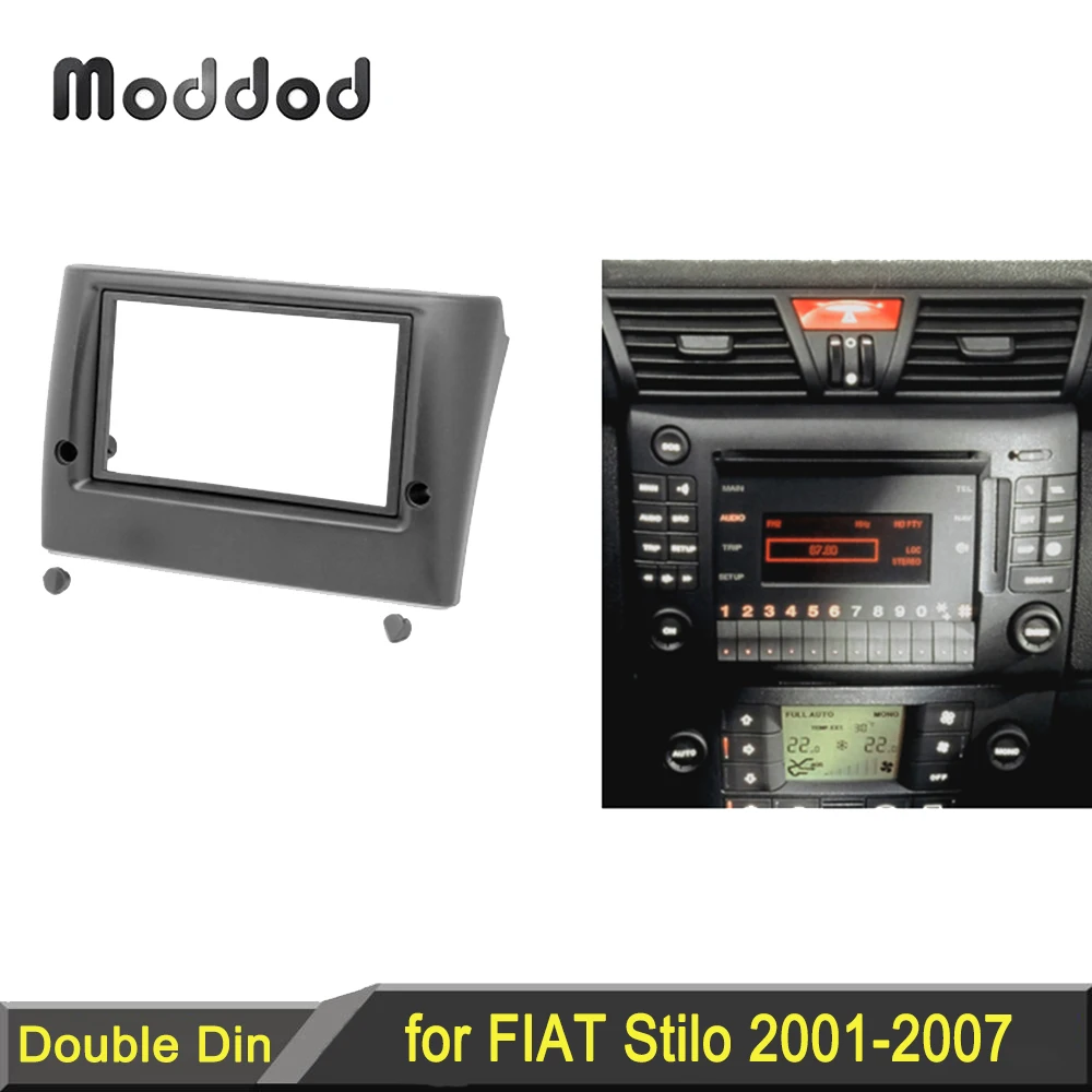 Double Din Fascia for FIAT Stilo 2001-2007 Radio CD DVD Stereo Panel Dash Mount Installation Trim Kit Frame Plate Bezel