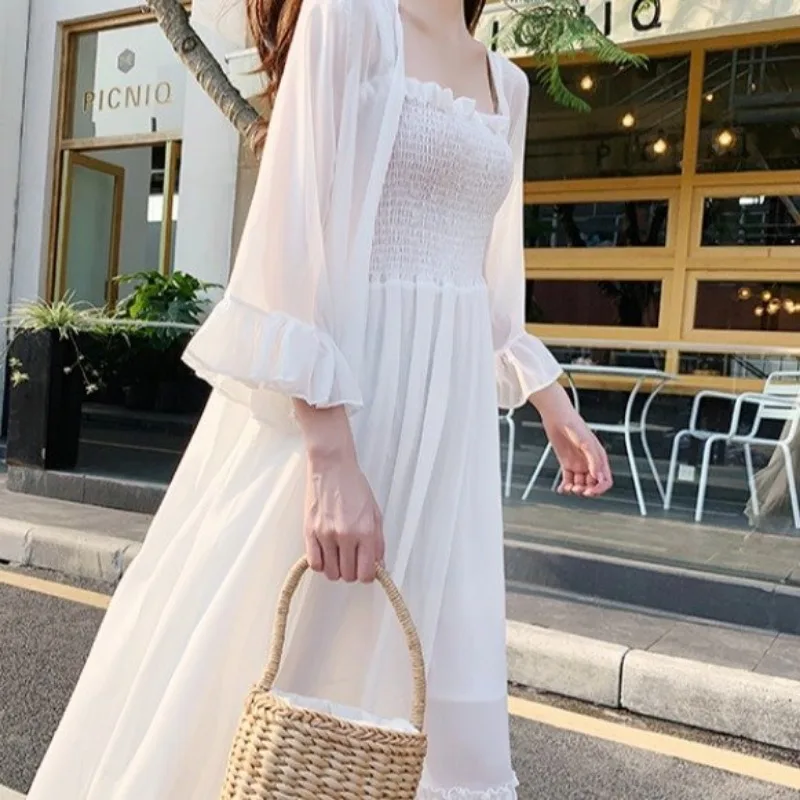 Summer Thin Sun-proof Jackets Women Breathable Long Style Sweet Lady Loose All-match Fashion Solid Holiday Sunscreen Sheer Chic