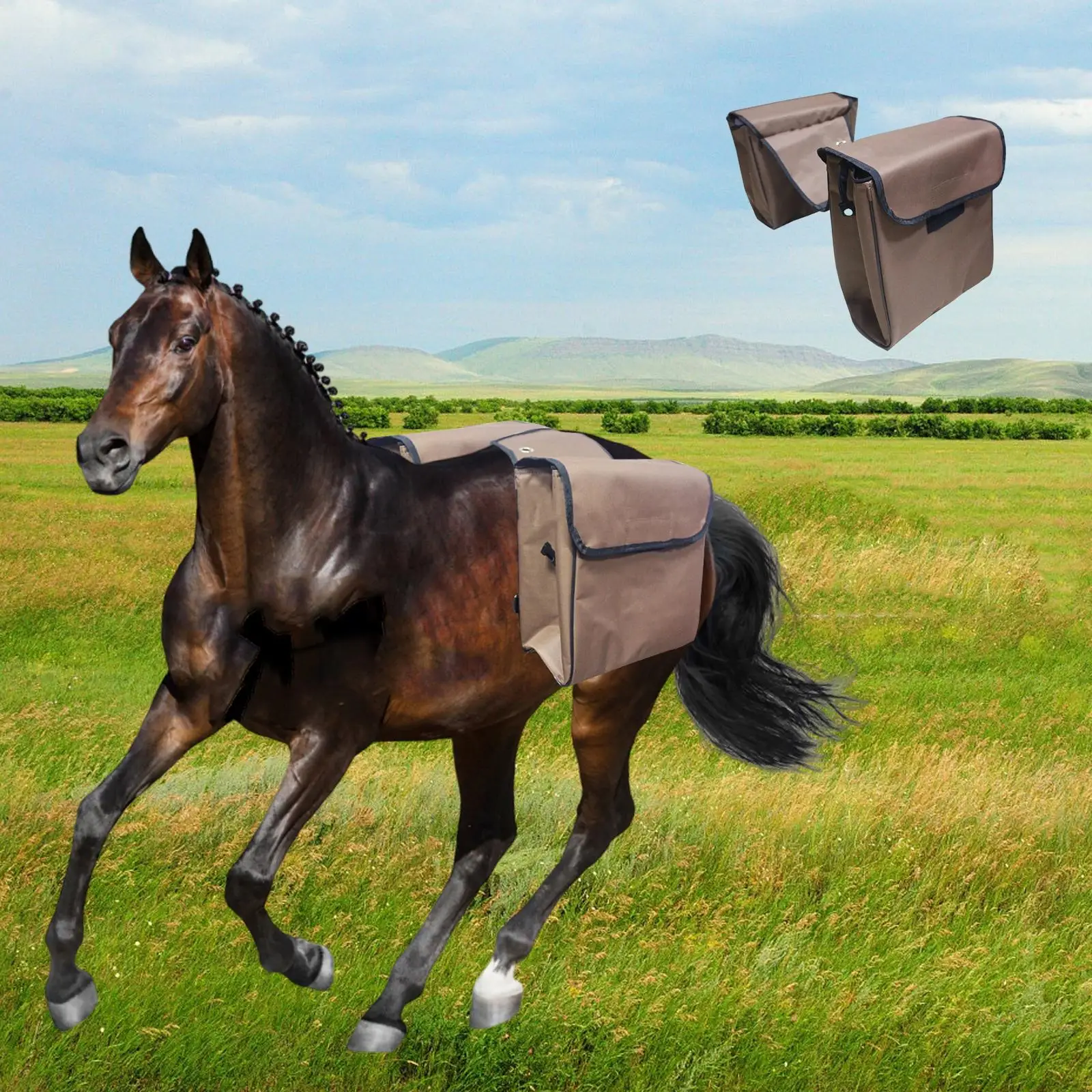 حقيبة سرج الحصان مع جيوب من قماش أكسفورد متعددة الأغراض وإغلاق آمن وحقيبة سرج محمولة لدعامة الرياضة في الهواء الطلق للنادي #3