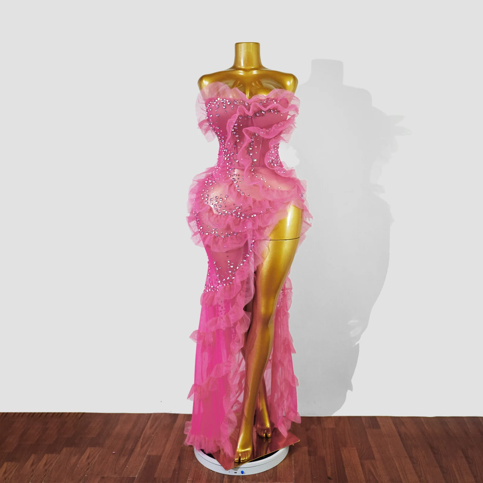 Fashion Long Dress Glitter Rhinestones Celebrate Party Birthday Dress Women Club Singing Stage Performance Drag Queen Costumes