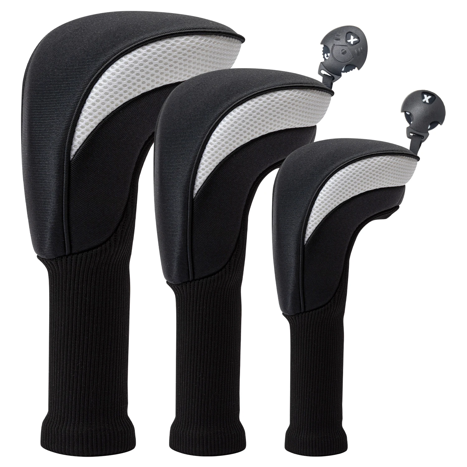 3PCS Plain Golf Wood Headcovers for Driver, Fairway & Hybrid, 5 Colors Optional, Golf Club Head Cover Protector Golf Accessories