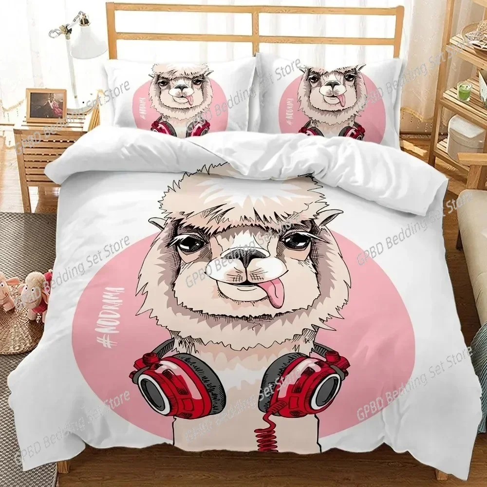 Animal Llama Cute Alpacas Bedding Set Single Twin Double Queen King Cal King Size Bed Linen Set