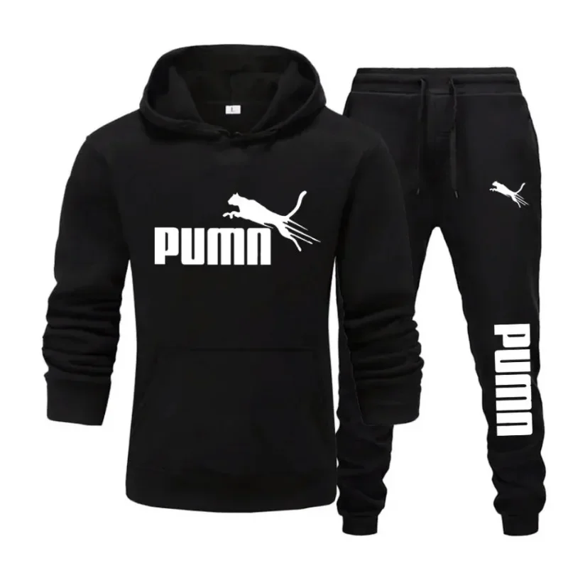 Men Pullover Hoodie Sweatpants 2 Piece Set New Autumn Winter Trendy Fitness Jogging Casual Sports Tracksuit