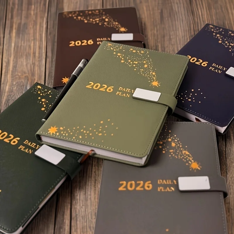 1 قطعة دفتر جلدي مغناطيسي خيار صفحة مزدوجة سميكة تقليد الجلود مكتب القرطاسية المدرسية الجدول الزمني #2