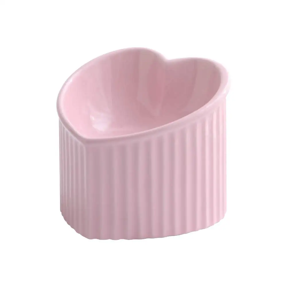 Pink Ceramic Elevated Cat Bowl Tilted Anti-Vomit Backflow Prevention Dishwasher Microwave Safe Lead Cadmium Free, Customized