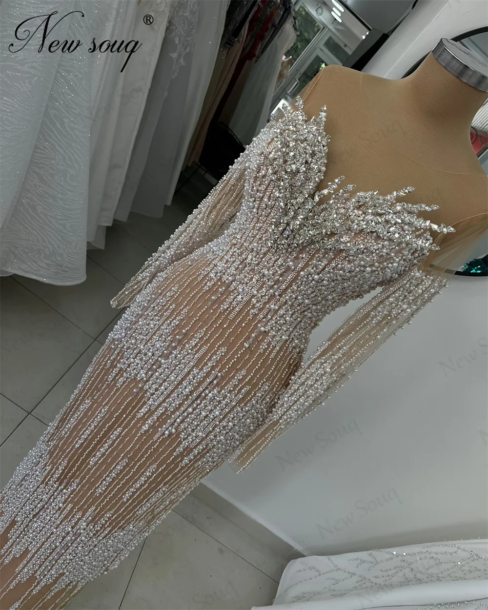 Newest Dubai Off Shoulder Celebrity Dresses Aso Ebi Beading Crystals Wedding Party Dress Evening Vestidos De Noche Prom Dress