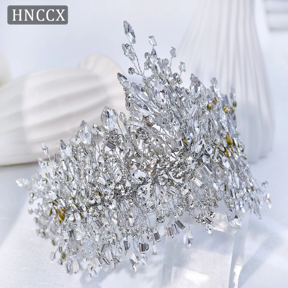 YouLaPan Luxurious Rhinestone Crown Headband Handmade Suitable High-End Brides Weddings Ladies Banquets Hair Accessories HP372