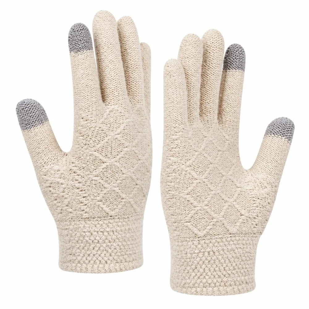 3PCS with Pom Pom Knit Hat Scarf Gloves Set Thickened Warm Windproof Neck Warmer Scarf Coldproof Soft Cozy Ribbed Beanie Women