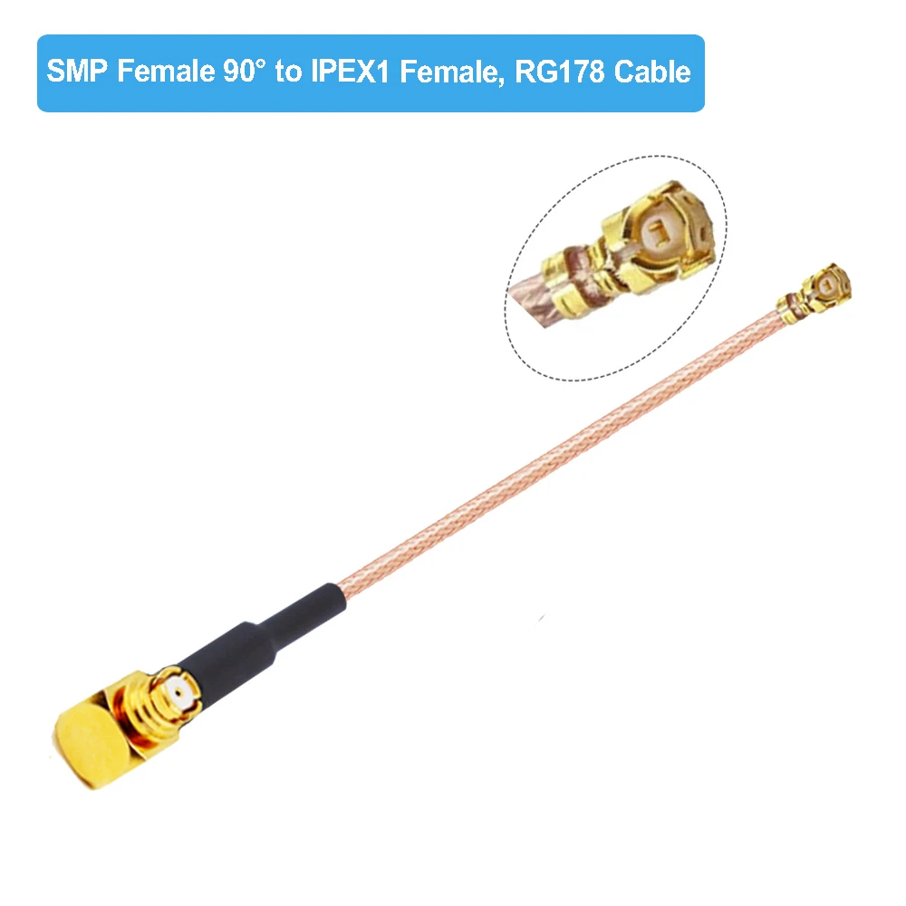 Imagem -03 - Smp Feminino Ângulo Direito Jack para U.fl Ipx Ipex1 Conector Fêmea 50 Ohm Rg178 rf Coaxial Pigtail Antena Extensão Jumper 10 Pcs