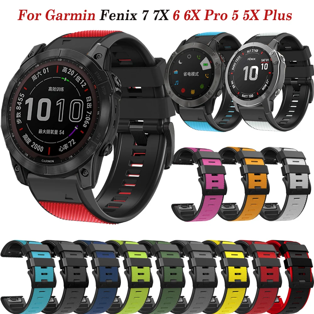 22 26mm Silicone Band Strap For Garmin Fenix 7X 7 Epix 2 6X 6 Pro 5X 5 Plus 3 3HR 945 Enduro Smart Watch Quickfit Wristband Belt
