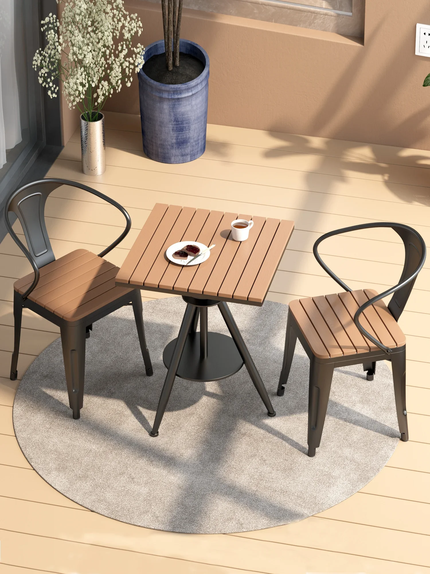 

Internet celebrity small apartment balcony leisure table and chair combination table open-air outdoor liftable plastic table