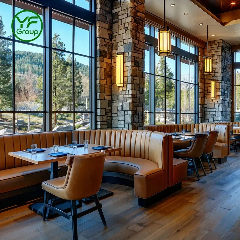 Custom Upholstered Restaurant Furniture Booth Seating Set Commercial Wooden Table Chair Sets for Hotel Cafe Bistro