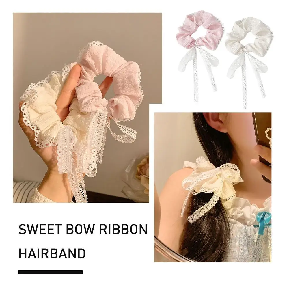 Cute Lace Bow Hair Band Female Streamer Large Intestine Hair Band Bow Ribbon Ribbon Girl Headband Headwear Accessories