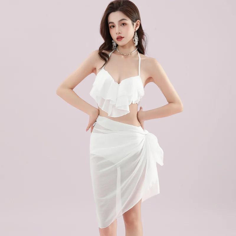 

2025 модный французский танкибикини, комплект из трех предметов, купальник, чувственная горячая девушка, пляжный разделитель, термовесенняя одежда