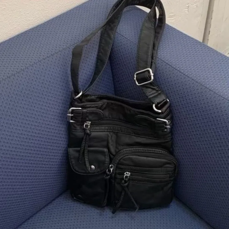 JIAERDI Vintage czarne torby na ramię kobiety gorące dziewczyny skórzana miękka kieszonkowa torba damska Harajuku estetyczna torebka kobieta