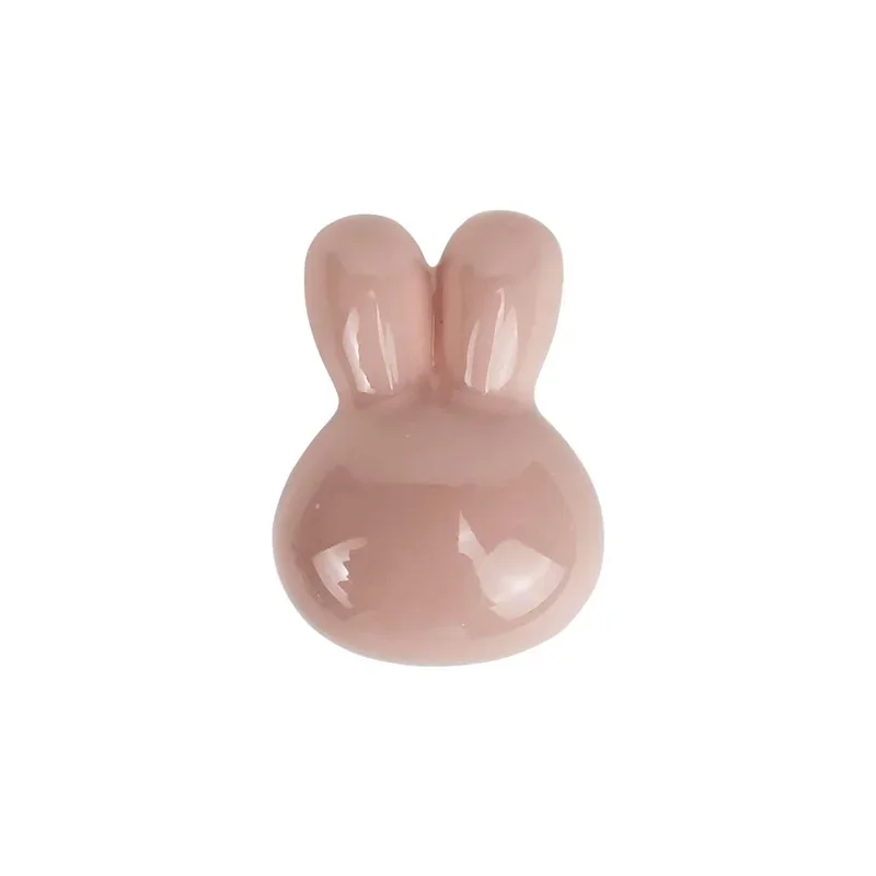 4pcs Pink Rabbit Ceramic Drawer Knobs Furnitue Handle Cartoon Animals Cabinet Wardrobe Cupboard Closet Pulls For Children's Room