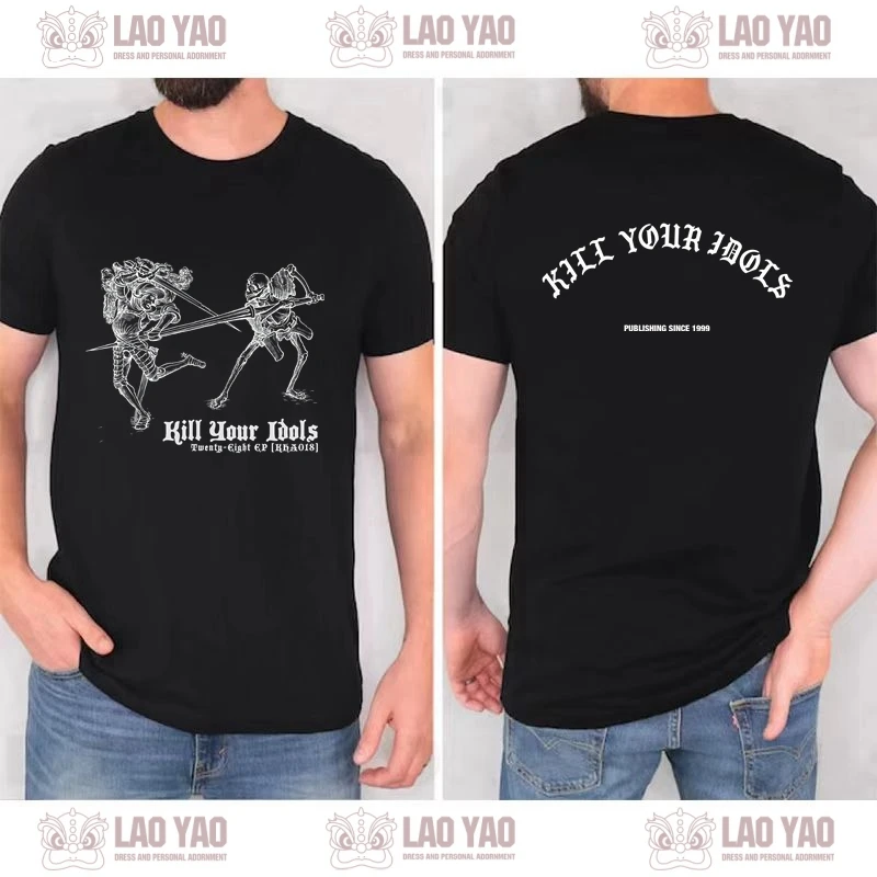 メンズ半袖Tシャツ,ストリートウェア,kill Your idolsファン,グループシンガーストリートウェア,ハードロックティー,y2kブランド,原宿服
