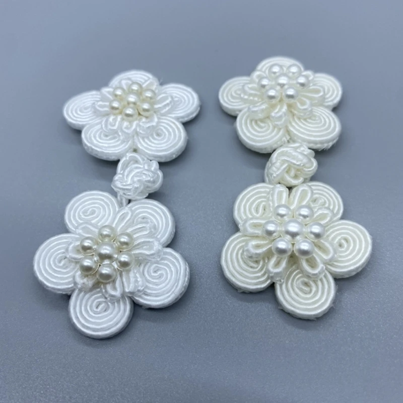 Sewing Pearl Closure Button Chinese Knot Buckle Buttons for TangSuit Dance National Dress Cheongsam Cloak Ornament 5PCS Dropship