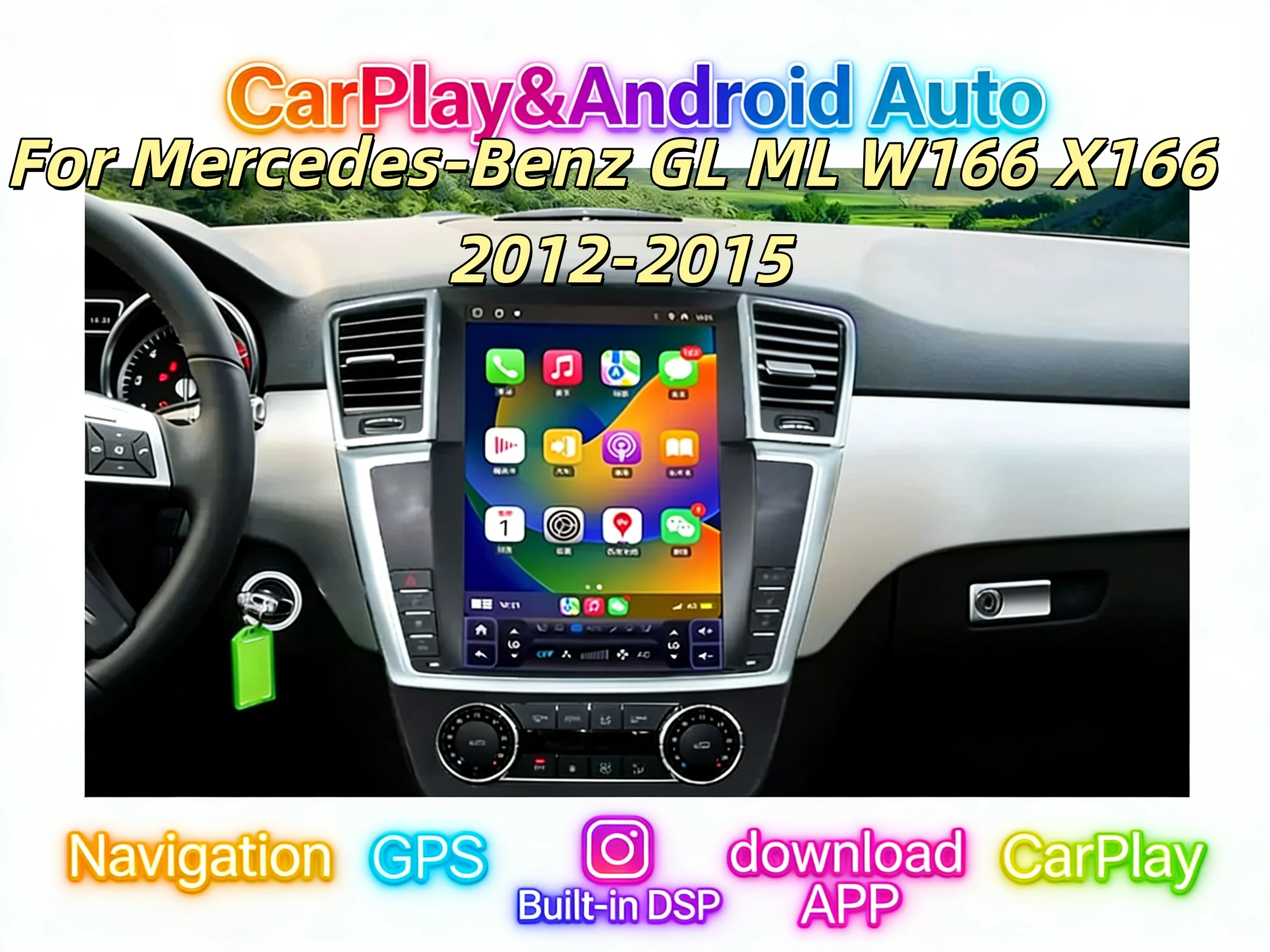 Android13 For Mercedes Benz ML W166 GL X166 ML300 ML350 ML400 ML550 GL350 GL400 2012-2015 Multimedia Wireless Carplay Player