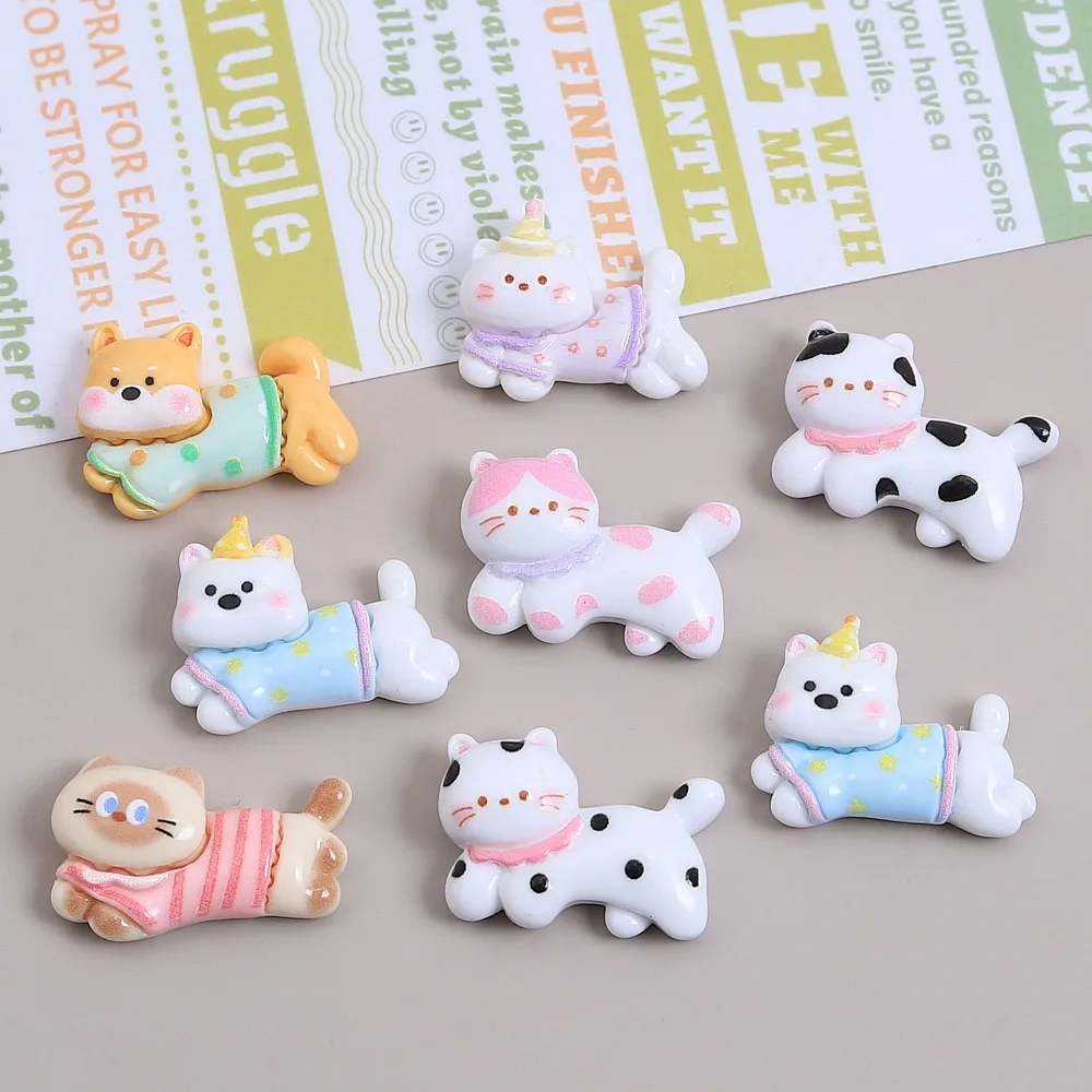 10pcs New Kawaii Cartoon Animal Cats Series Resin Scrapbook Diy Jewelry Children Gift Hairpin Accessories
