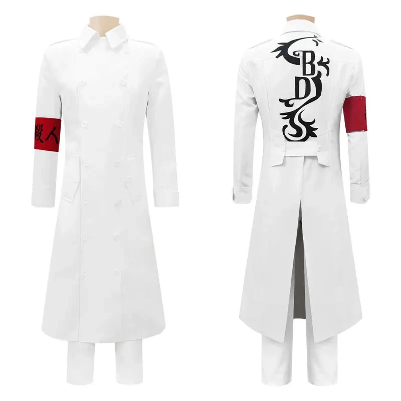 

KK56Tokyo Revengers Cosplay Costume Black Dragon Gang Seishu Inui Kokonoi Hajime Embroidery White Suits Shiba Taiju Red Trench C