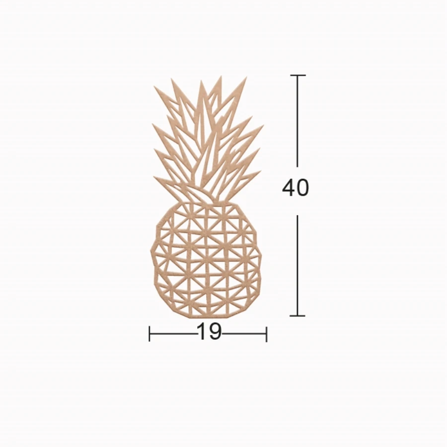 DS63 Decorative Wall Decoration Pineapple, Unpainted Mdf Trim