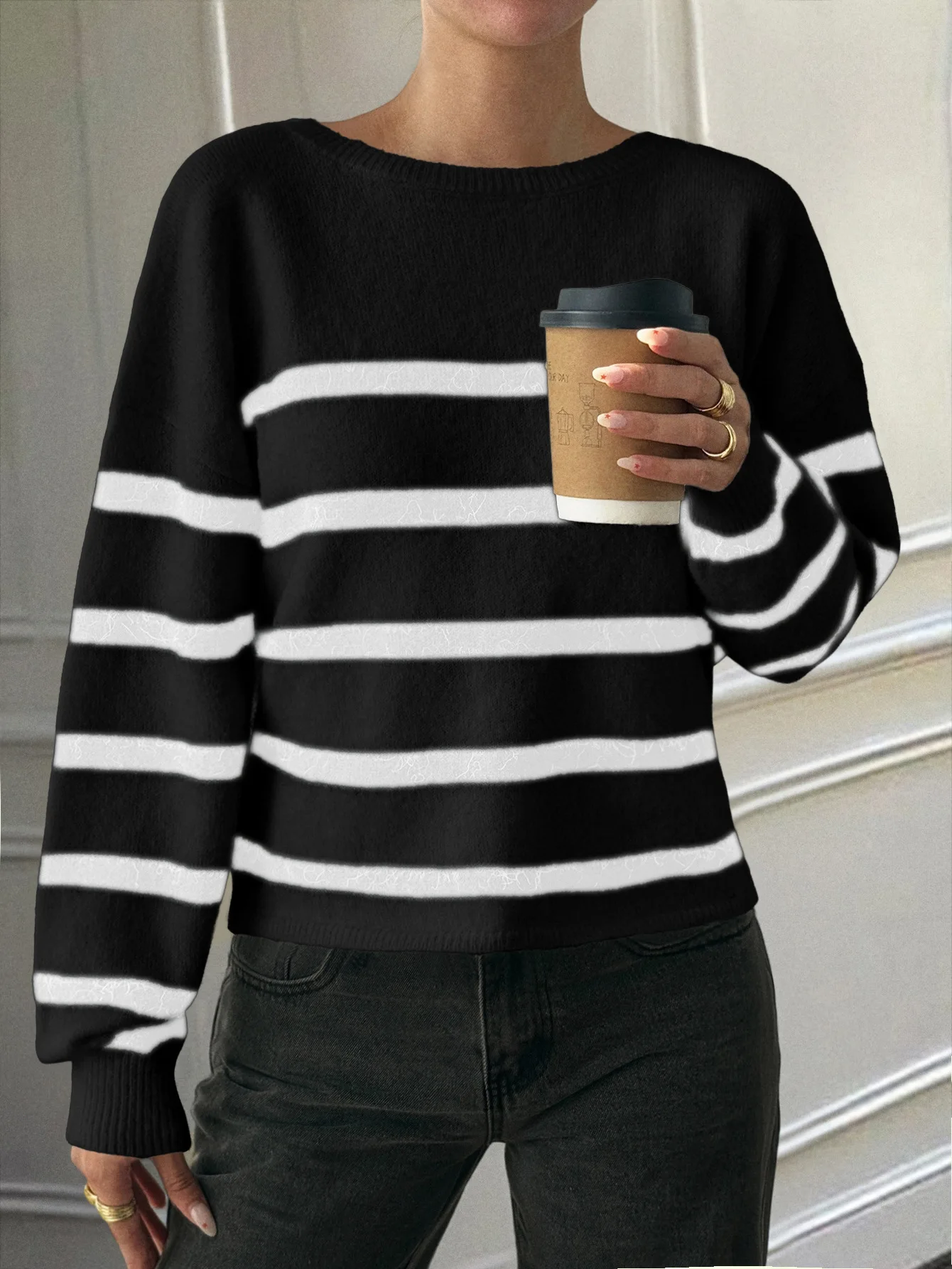 

Женский шерстяной полосатый жилет для французских каникул, осень/зима 2025 г.