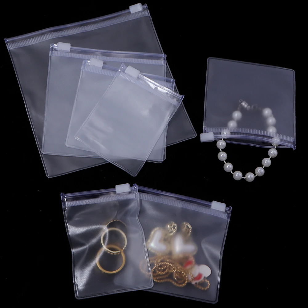 10pcs/lot PVC Double Sided Frosted Zipper Bags Clear Matte Zip Lock Pouches for Jewelry Small Item Storage Packaging