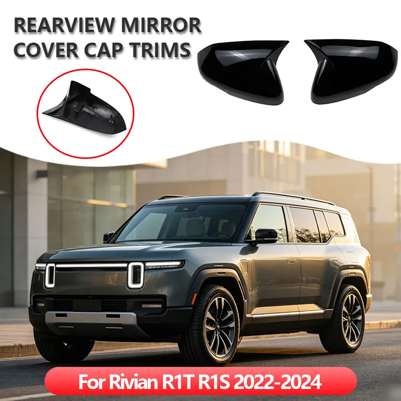 For Rivian R1T R1S 2022-2024 Car Sticker Rearview Side Mirror Cover Wing Cap Exterior Door Rear View Case Trim Carbon Fiber