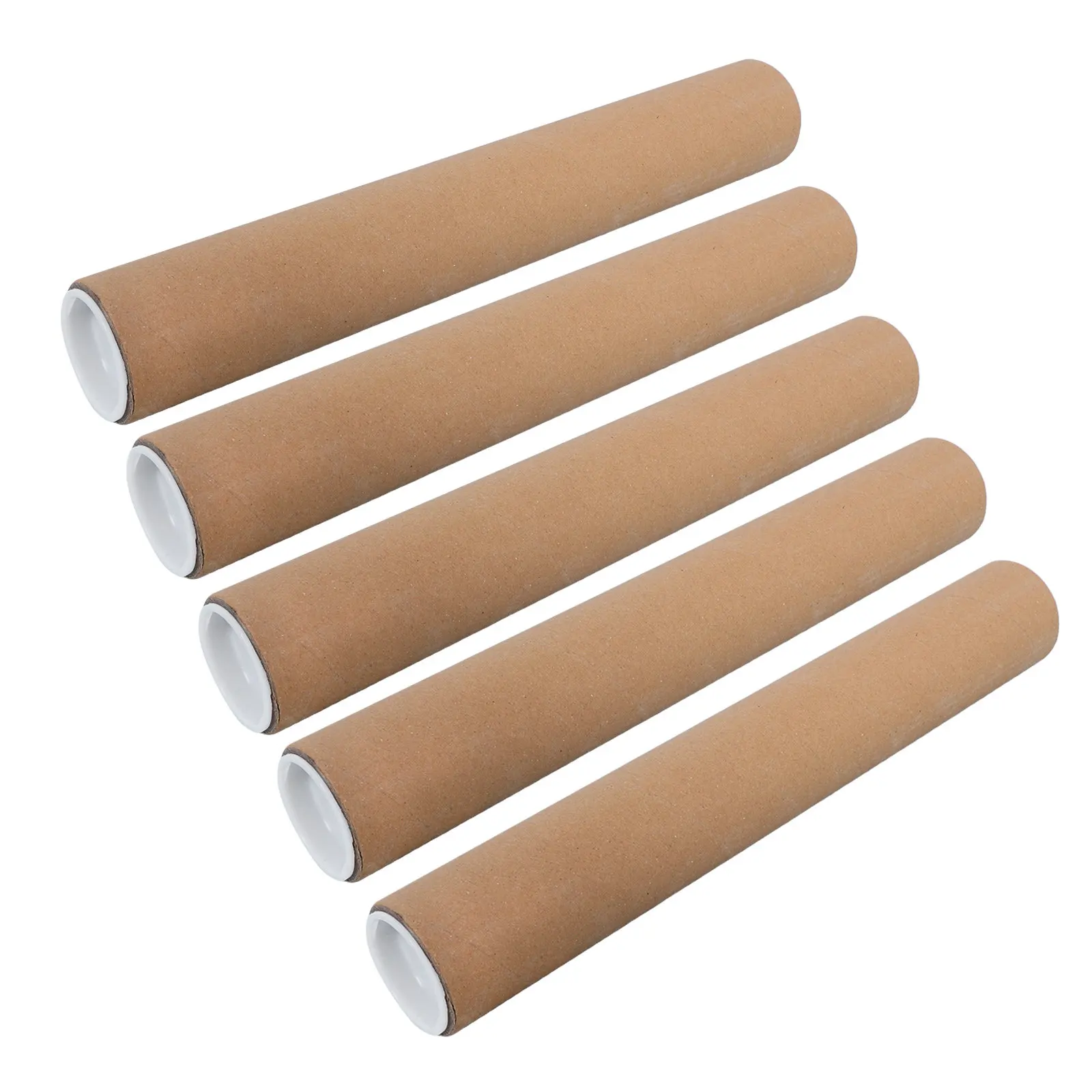 5 sets Poster Tube Mailing Artwork Storage Tubes Paper Kraft Halloween Christmas New Year Brown Cardboard Caps Secure Closure
