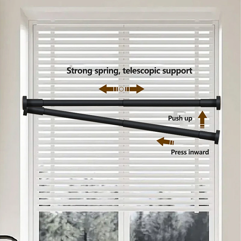 Heavy Duty Stainless Steel Shower Rod, Rustproof Adjustable Tension Rod, No Drill Wall Mount for Bathroom Kitchen Closet