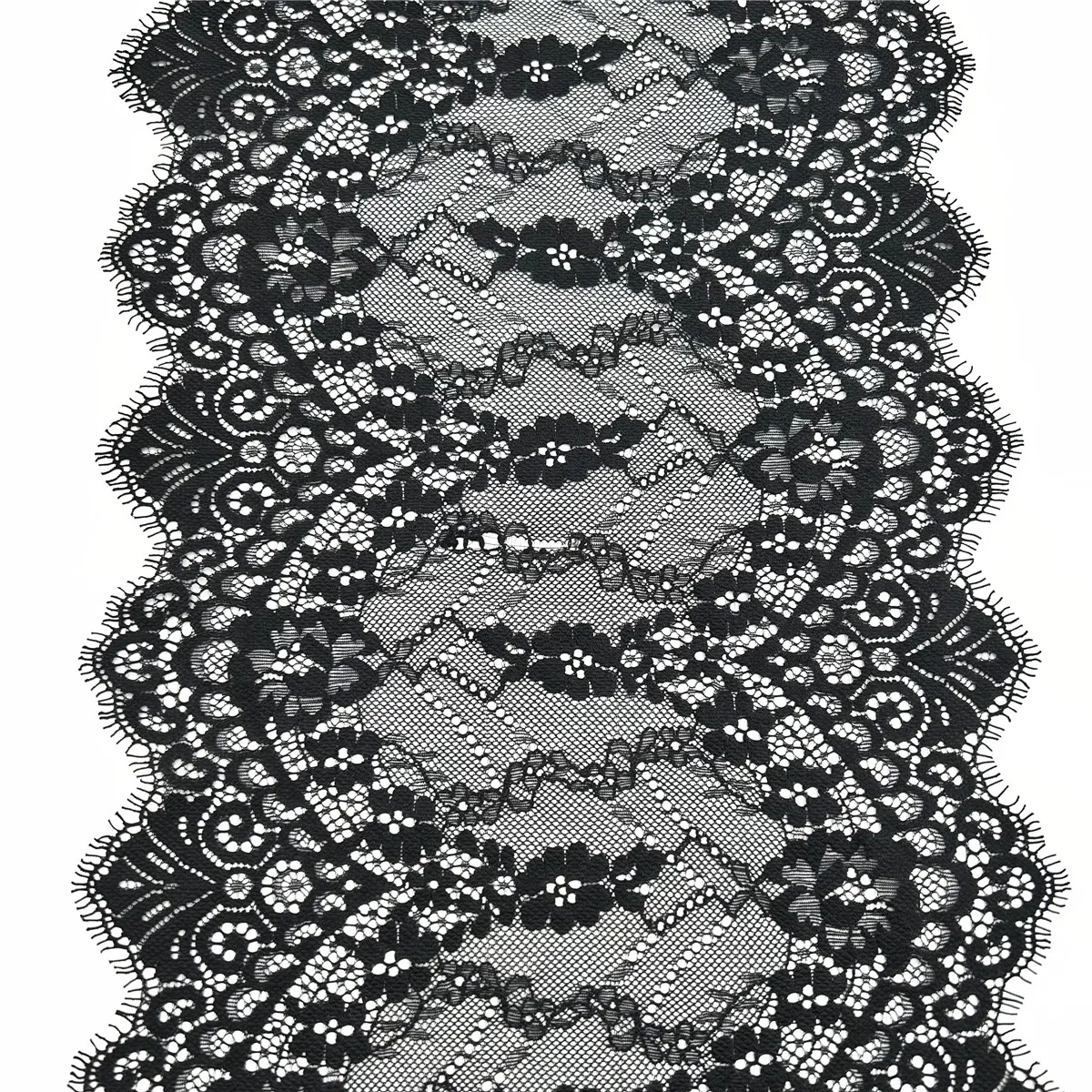 3M/Lot 1.5M/pc Width 9 3/4 inch (25cm) Black Eyelash Lace Trim Non-Elastic Lingerie Sewing Craft DIY Apparel Fabric Accessory