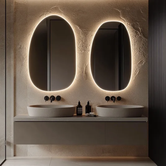 高級ヘアサロンミラーデザイン波状壁ミラーモダンな大型ミラー浴室用