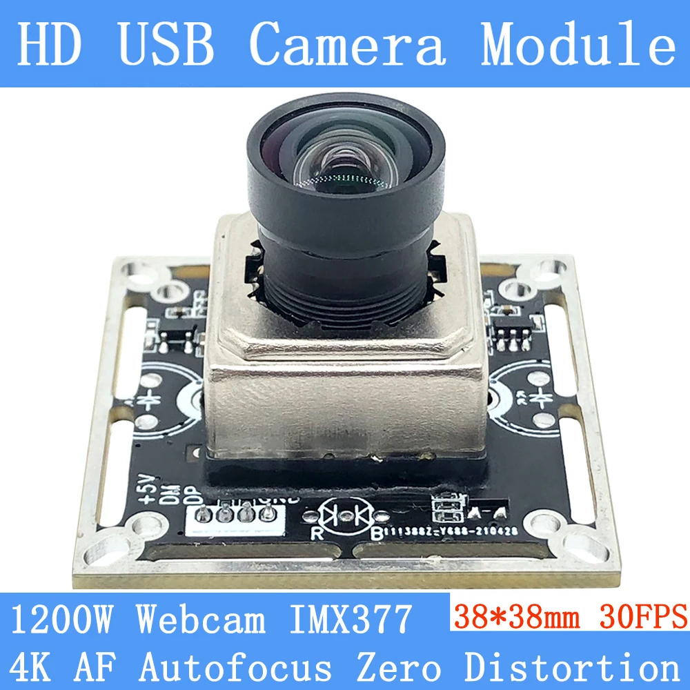 3840x2880 4K AF Autofocus Webcam IMX377 No Distortion Mini UVC USB Camera Module For Windows Linux Android Microphone