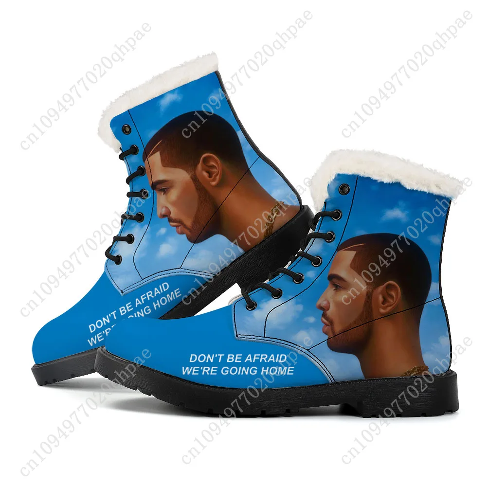 Ne soyez pas peur, nous vaisons à la maison bottes en peluche hommes femmes adolescent chaussures botte décontractée extérieur lumière impression sur demande chaussure personnalisée