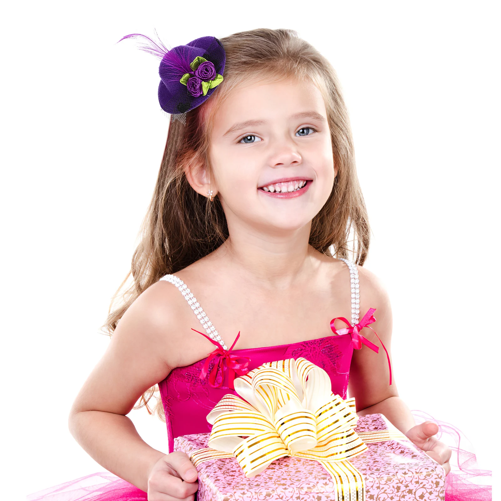 

24pcs Fascinator Hats Children Hair Accessories Mini Hat Headdress Small Hat Clip Mesh Veil Ribbon Wedding Party Stage
