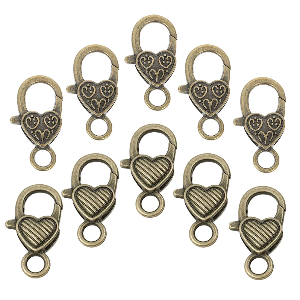 

20pcs Heart Lobster Clasps Keychains Metal Rings DIY Supplies Bulk Clips Craft Accessories Key Chain Rings Storage
