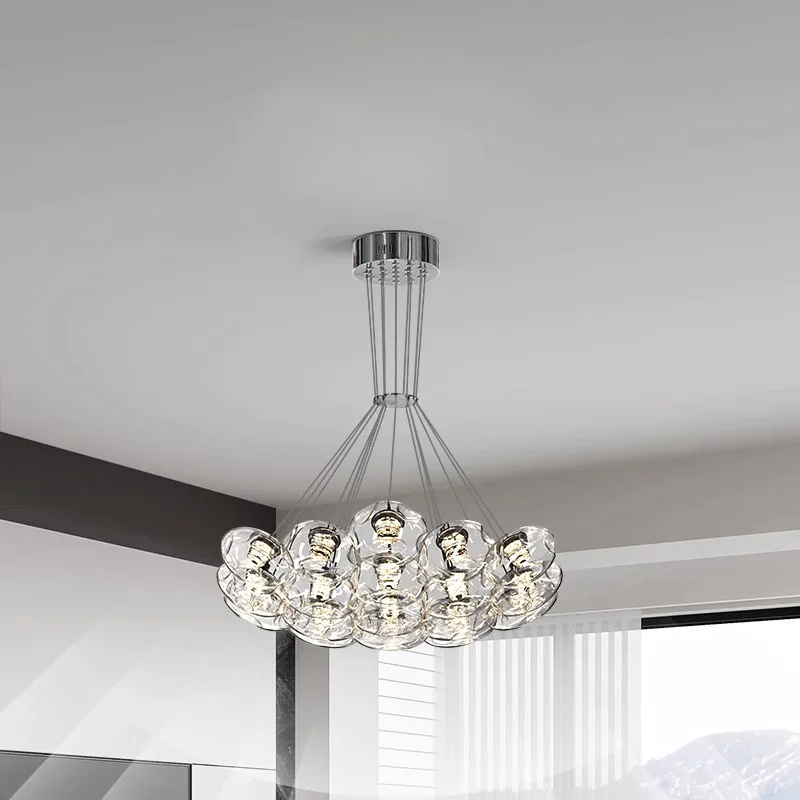 

Modern Black Glass Chandelier with Adjustable Pendant Wire for Decorating Dining Room, Bedroom, Luxury Interior Home Decoration