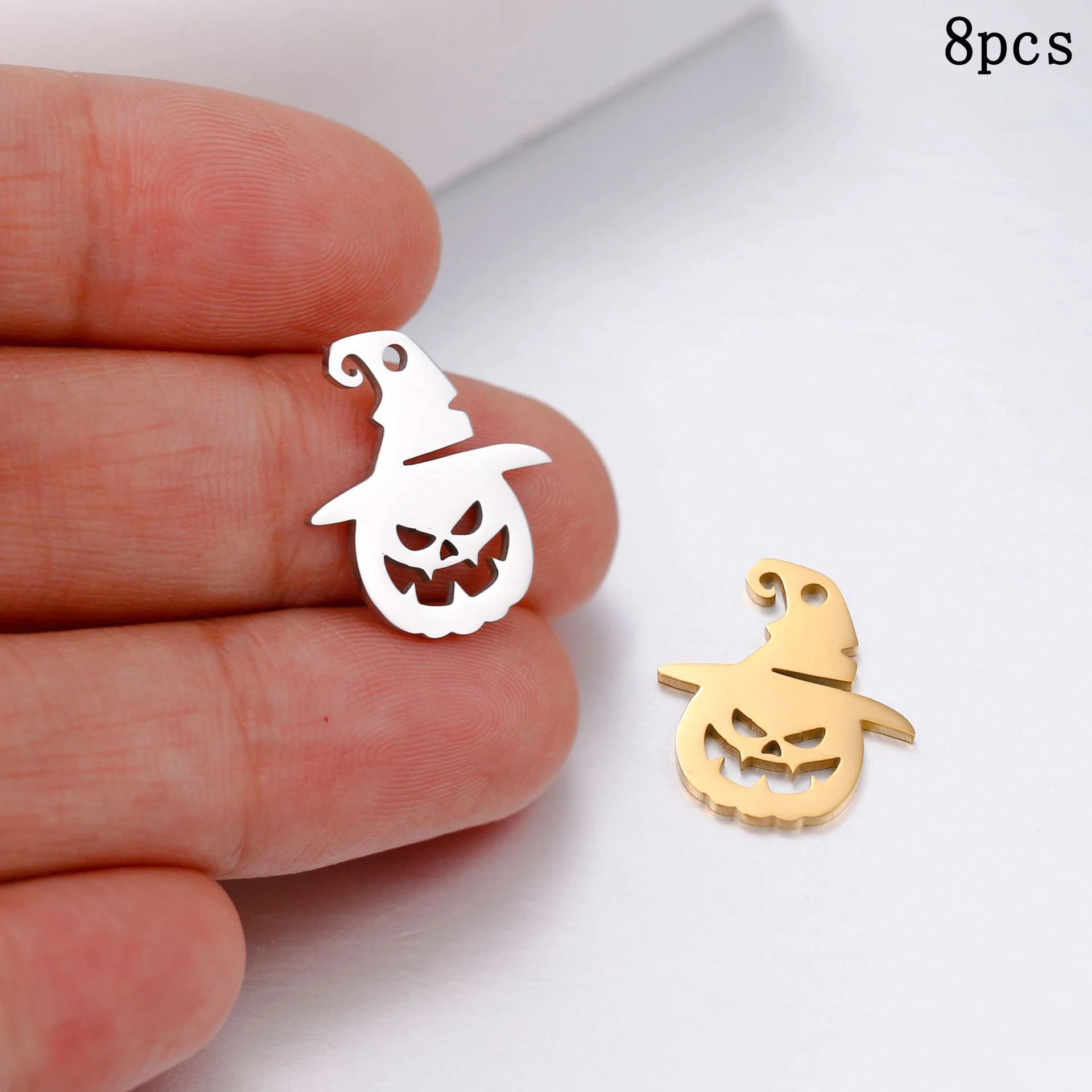 

8pcs Geometry Stainless Steel Charms Pumpkin Ghost Decorations Pendant for Diy Making Necklace Bracelet Pendant Jewelry fittings