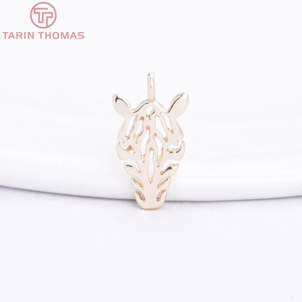 (10524) 10PCS 7.5x14MM 24K Gold Color Brass Hollow Horse Head Shaped Pendants High Quality DIY Jewelry Making Accessories