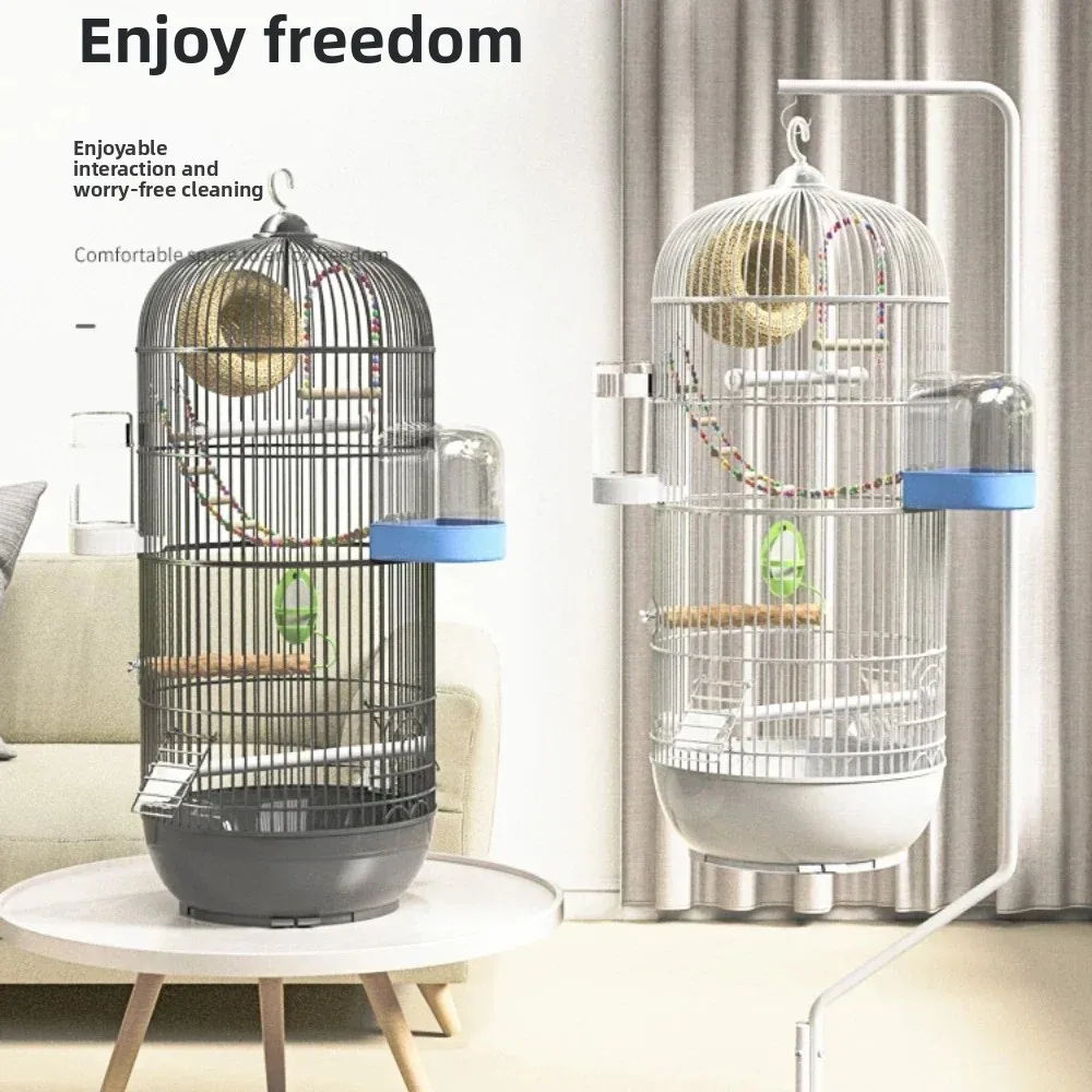 Chongshangtian Parrot Bird Cage Tiger Skin Xuanfeng Peony Pearl Bird Luxury Villa Round Large Metal Bird Cage