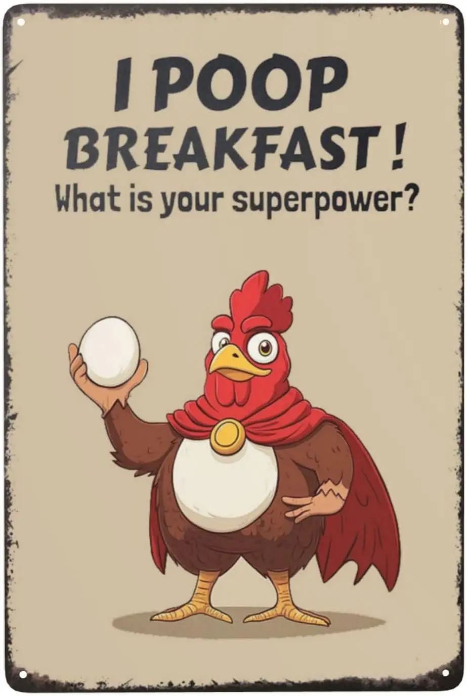 Chicken Coop Decor Metal Tin Sign Funny Yard Signs Poster I Poop Breakfast Wall Art for Farmhouse Kitchen Home es