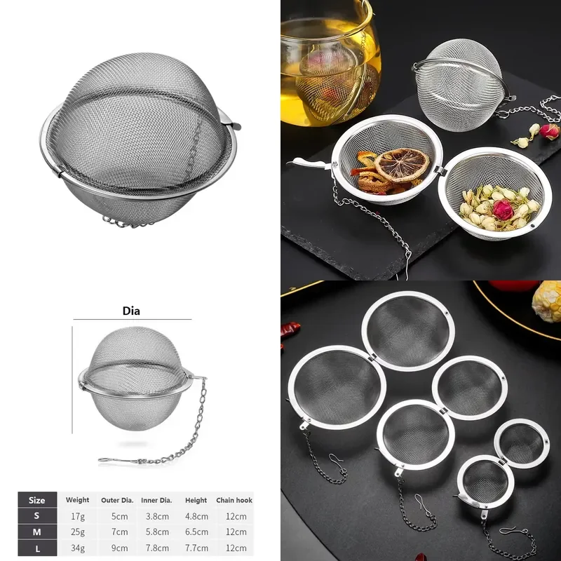 for  Stainless Steel Tea Ball Infuser Filter 5cm 7cm 9cm Loose Leaf Tea Strainer Mesh Spice Herb Diffuser Kitchen Accessories