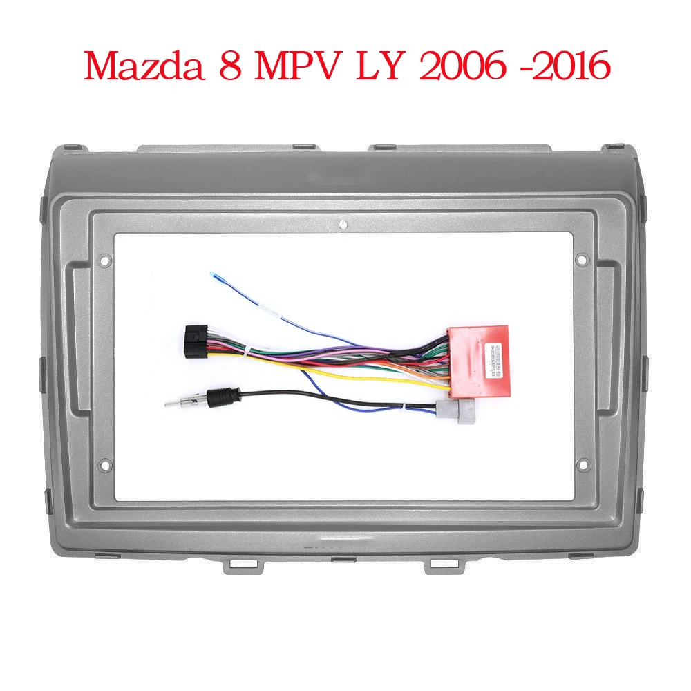 For Mazda 8 MPV LY Mazda8 2006-2016 9 inch Car Radio Fascias Frame 2DIN Stereo Panel Wiring Harness Power Cord Cable Connector