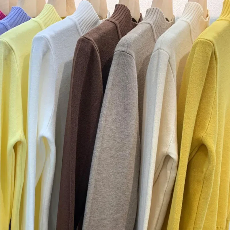 Lucyever Turtleneck Sweaters Women Autumn Winter Thicken Warm Knitted Pullovers Female Casual Loose Solid Color Cashmere Jumpers