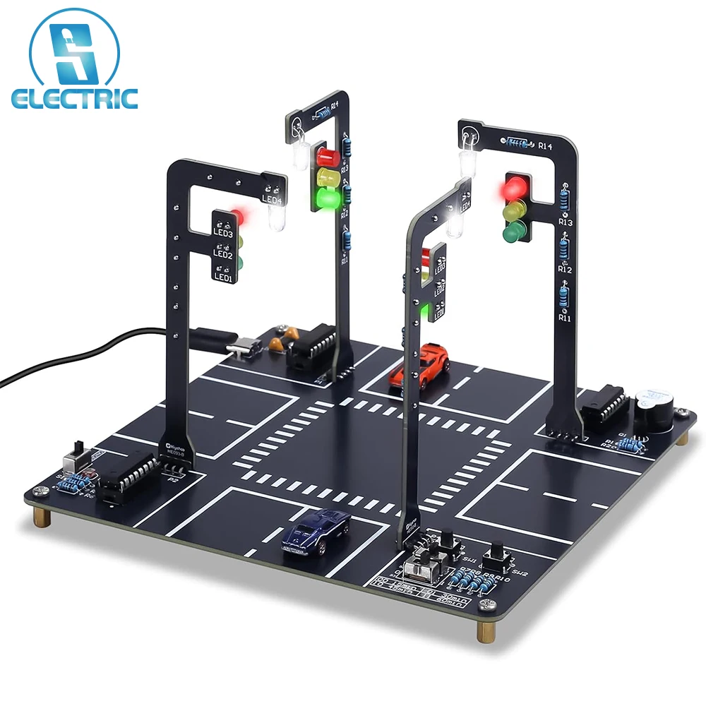 

LED Traffic Light Simulator Soldering Kit with Sound STEM Educational Electronics Kit for School Students Teens Adults Learning