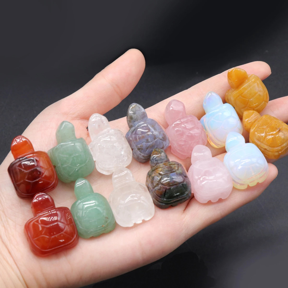 

5pc Natural Semi-Precious Stone Beads Cute Turtle Lapis lazuli Rose Quartz for Jewelry Making Home Decorations Gifts