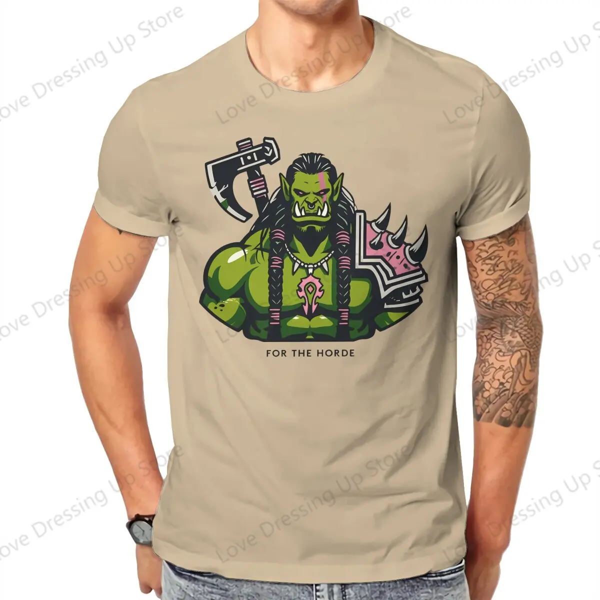 World of Warcraft WOW Game 100%Pure Cotton Summer Men T-Shirt For the Horde Classic Short sleeve Tshirts O-Neck Tee Funny Tops