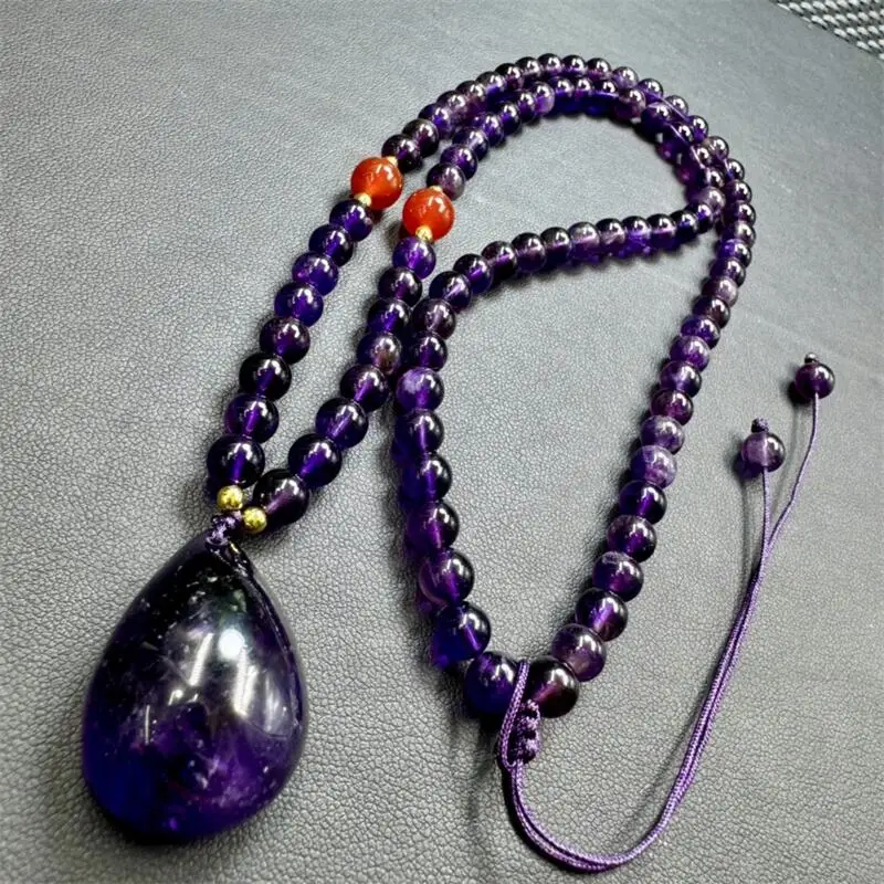 

Natural Amethyst Teardrop Bead Chain Pendant Healing Fengshui Gemstone Home Decoration Holiday Gifts 1PCS